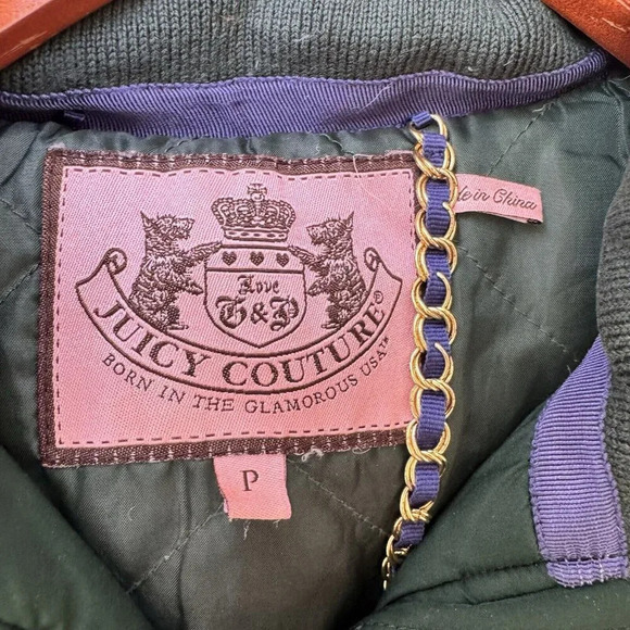 Vtg Juicy Couture P Parka Puffer Coat Knee Length Long Sleeve Insulated Green - Picture 6 of 9